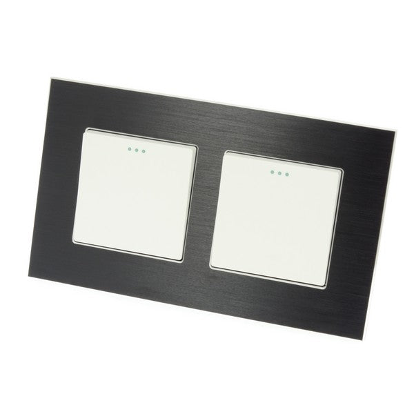 I LumoS Luxury Black Brushed Aluminium Frame & White Insert Mechanical Rocker Wall Light Switches
