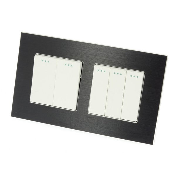 I LumoS Luxury Black Brushed Aluminium Frame & White Insert Mechanical Rocker Wall Light Switches