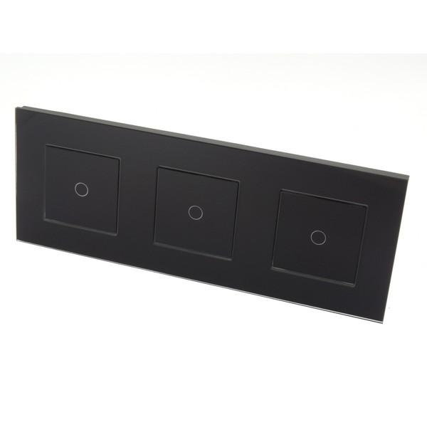 I LumoS Luxury Black Glass Frame & Black Insert LED Remote Dimmer Touch Light Switches