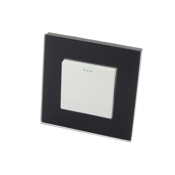 I LumoS Luxury Screwless Black Glass Frame & White Insert Rocker Light Switches