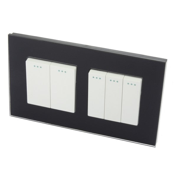 I LumoS Luxury Screwless Black Glass Frame & White Insert Rocker Light Switches