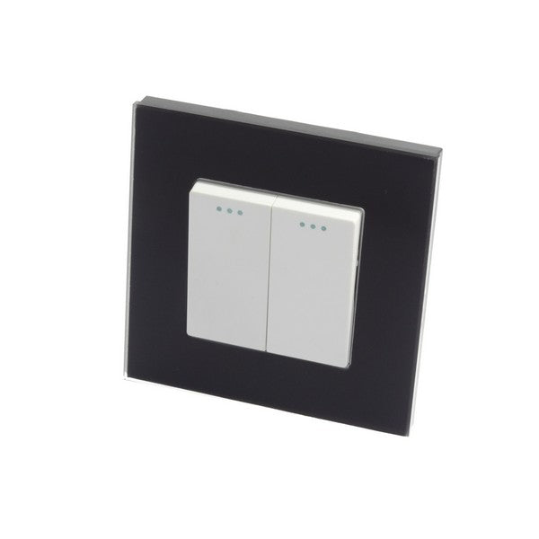I LumoS Luxury Screwless Black Glass Frame & White Insert Rocker Light Switches