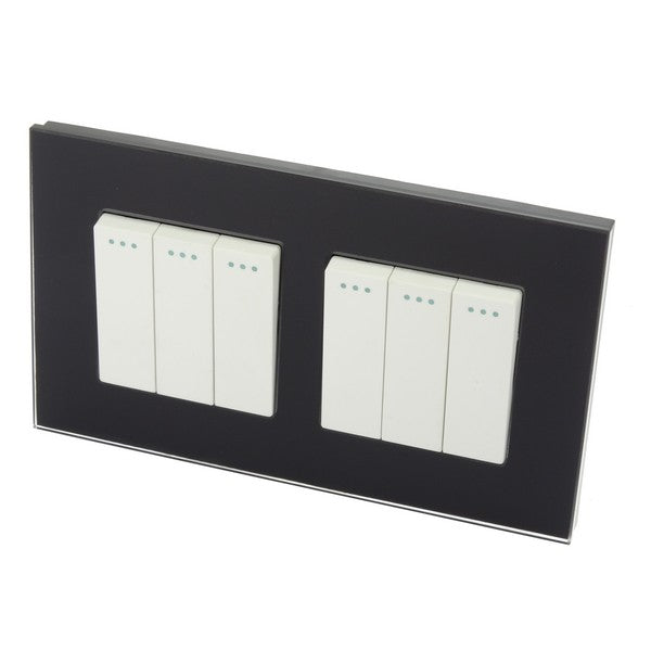 I LumoS Luxury Screwless Black Glass Frame & White Insert Rocker Light Switches