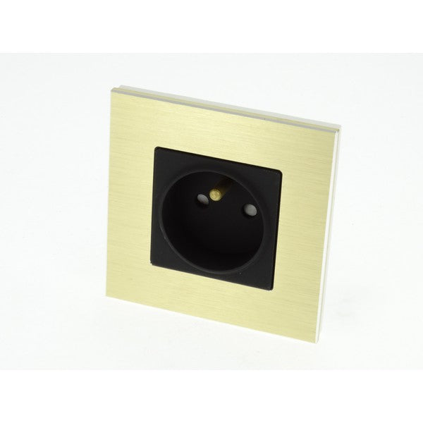 I LumoS Luxury Gold Brushed Aluminium Frame 16A French Single Socket