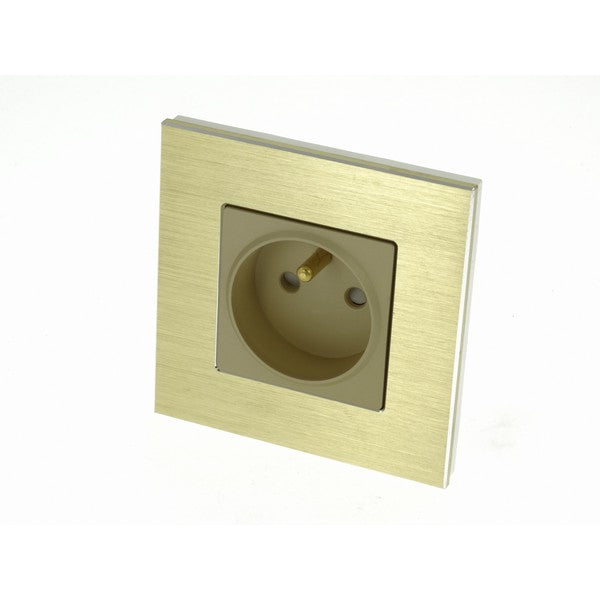 I LumoS Luxury Gold Brushed Aluminium Frame 16A French Single Socket