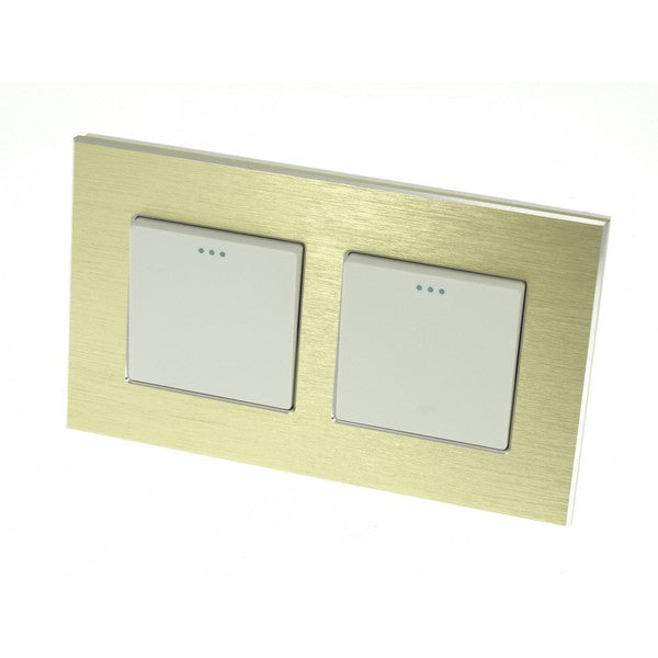 I LumoS Luxury Gold Brushed Aluminium Frame & White Insert Mechanical Rocker Wall Light Switches