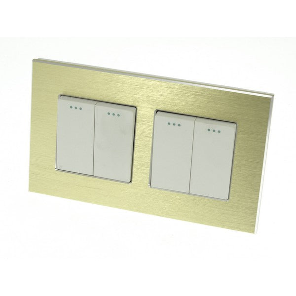 I LumoS Luxury Gold Brushed Aluminium Frame & White Insert Mechanical Rocker Wall Light Switches