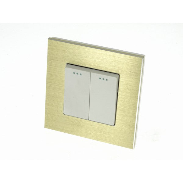 I LumoS Luxury Gold Brushed Aluminium Frame & White Insert Mechanical Rocker Wall Light Switches