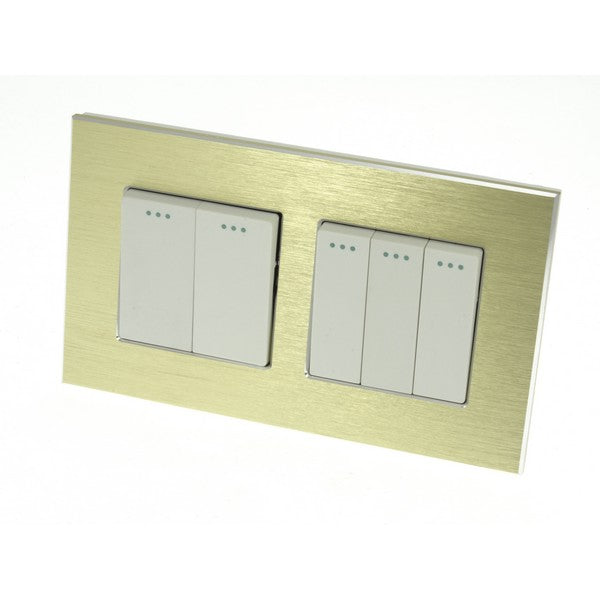 I LumoS Luxury Gold Brushed Aluminium Frame & White Insert Mechanical Rocker Wall Light Switches