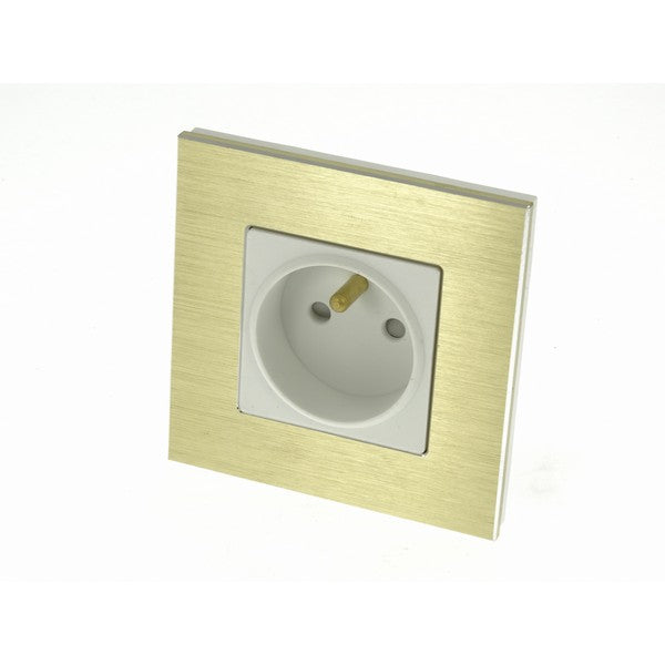I LumoS Luxury Gold Brushed Aluminium Frame 16A French Single Socket
