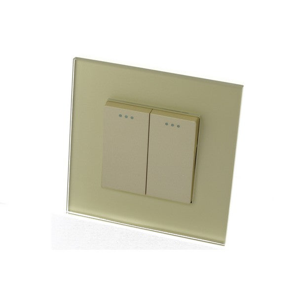 I LumoS Luxury Screwless Gold Glass Frame & Gold Insert Rocker Light Switches