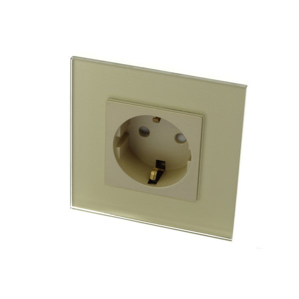 I LumoS Luxury Gold Glass Frame Schuko 16A European German Single Socket