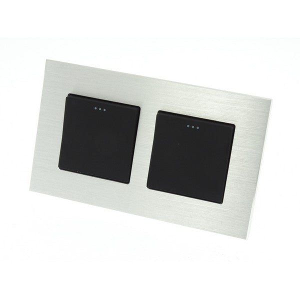 I LumoS Luxury Silver Brushed Aluminium Frame & Black Insert Mechanical Rocker Wall Light Switches