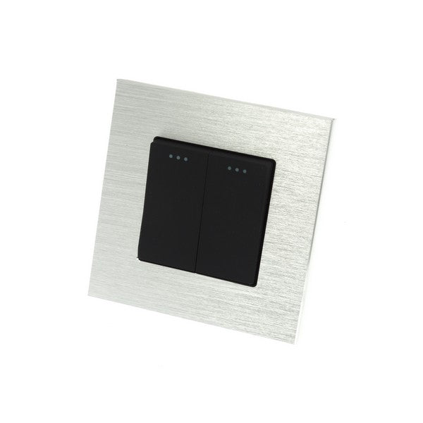 I LumoS Luxury Silver Brushed Aluminium Frame & Black Insert Mechanical Rocker Wall Light Switches