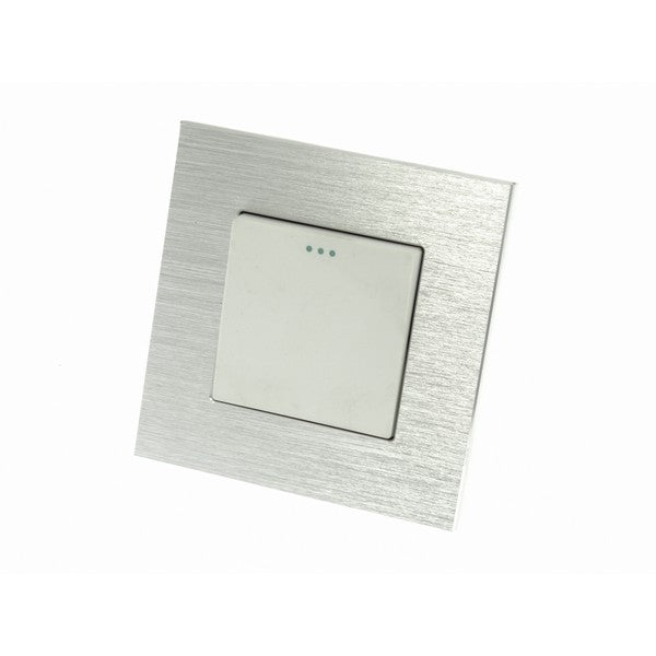 I LumoS Luxury Silver Brushed Aluminium Frame & White Insert Mechanical Rocker Wall Light Switches