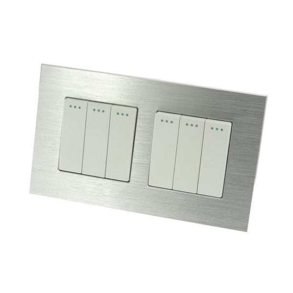 I LumoS Luxury Silver Brushed Aluminium Frame & White Insert Mechanical Rocker Wall Light Switches