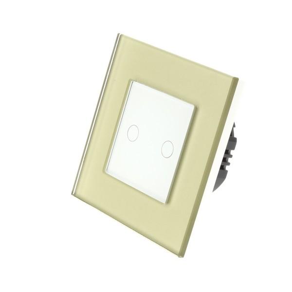 I LumoS Luxury Gold Glass Frame & White Insert LED Remote Dimmer Touch Light Switches