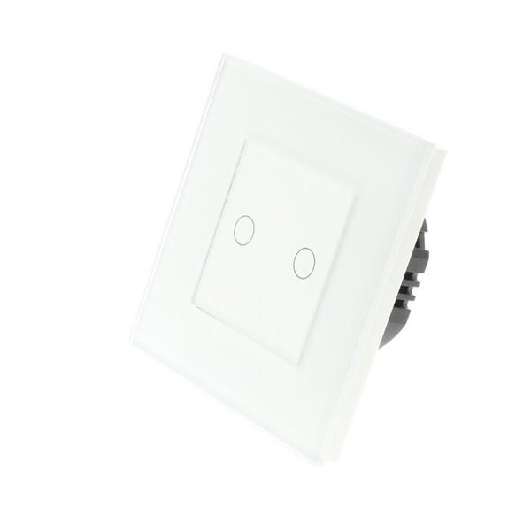 I LumoS Luxury White Glass Frame & White Insert LED Remote Dimmer Touch Light Switches