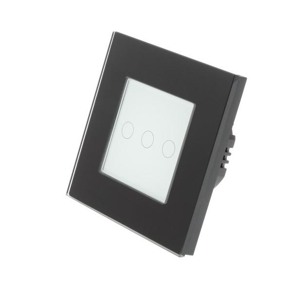 I LumoS Luxury Black Glass Frame & White Insert LED Remote Dimmer Touch Light Switches