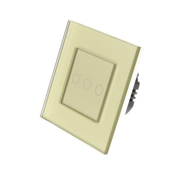 I LumoS X-PRO Gold Glass Frame & Gold Insert LED Smart Wi-Fi On/Off Touch Light Switches