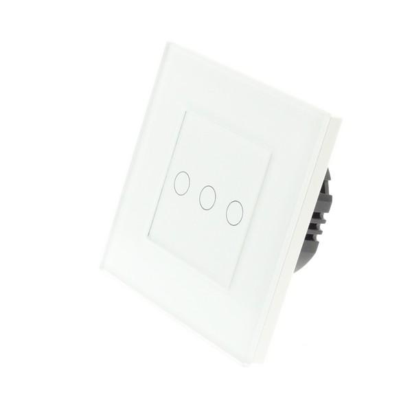 I LumoS Luxury White Glass Frame & White Insert LED Remote Dimmer Touch Light Switches