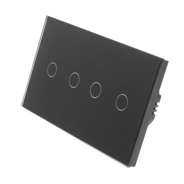 I LumoS PRO Black Glass Panel LED Smart WI-FI + RF On/Off Touch Light Switches