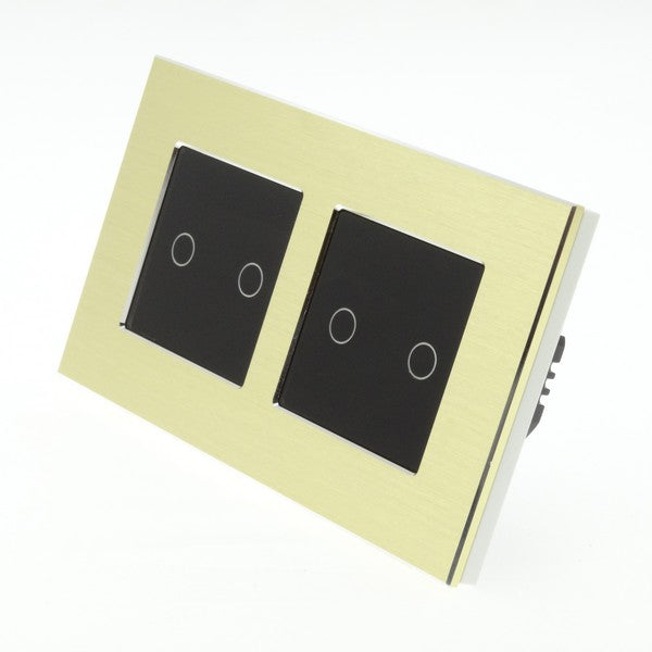 I LumoS Luxury Gold Aluminium Double Frame Touch Dimmer & On/off Combination LED Light Switches