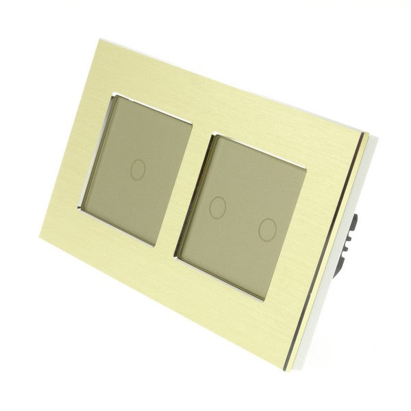 I LumoS Luxury Gold Aluminium Double Frame Touch Dimmer & On/off Combination LED Light Switches