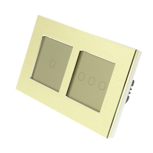 I LumoS Luxury Gold Aluminium Double Frame Touch Dimmer & On/off Combination LED Light Switches