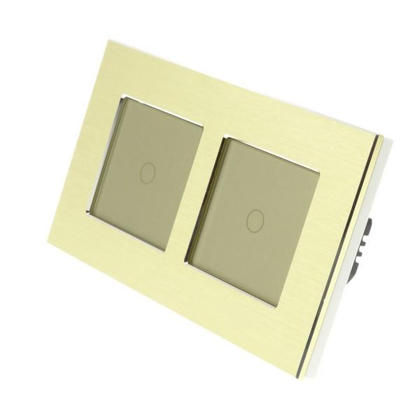 I LumoS Luxury Gold Brushed Aluminium Frame & Gold Insert LED Remote Dimmer Touch Light Switches