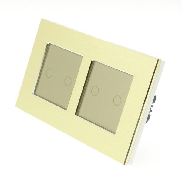 I LumoS Luxury Gold Brushed Aluminium Frame & Gold Insert LED Remote Dimmer Touch Light Switches