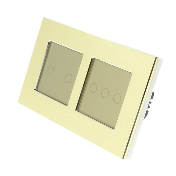 I LumoS Luxury Gold Brushed Aluminium Frame & Gold Insert LED Remote Dimmer Touch Light Switches