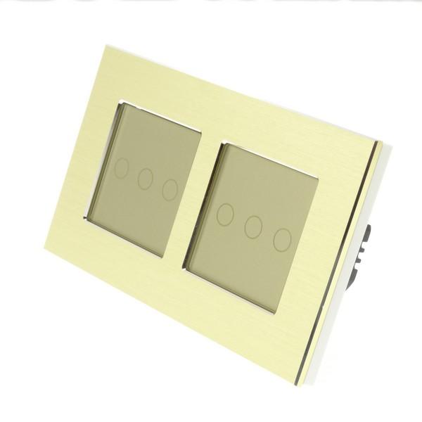 I LumoS Luxury Gold Brushed Aluminium Frame & Gold Insert LED Remote Dimmer Touch Light Switches