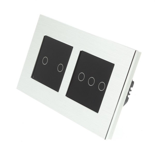I LumoS Luxury Silver Aluminium Double Frame Touch Dimmer & On/off Combination LED Light Switches