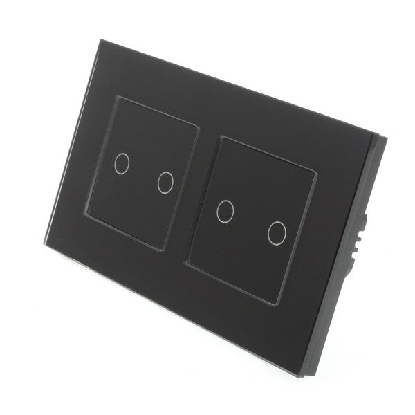 I LumoS Luxury Black Glass Double Frame Touch Dimmer & On/off Combination LED Light Switches