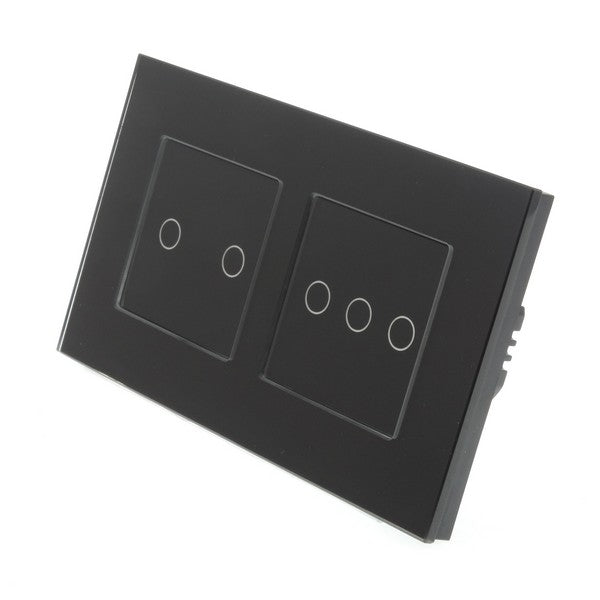 I LumoS Luxury Black Glass Double Frame Touch Dimmer & On/off Combination LED Light Switches