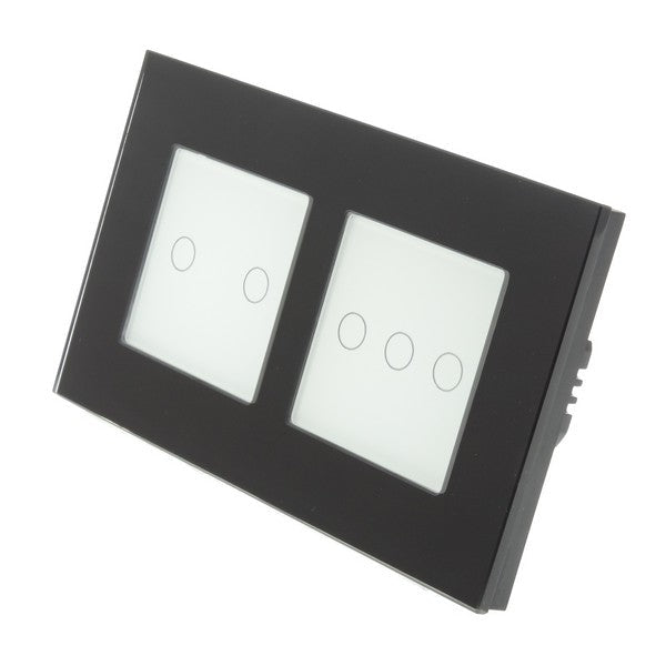 I LumoS Luxury Black Glass Double Frame Touch Remote Dimmer & Remote On/off Combination LED Light Switches