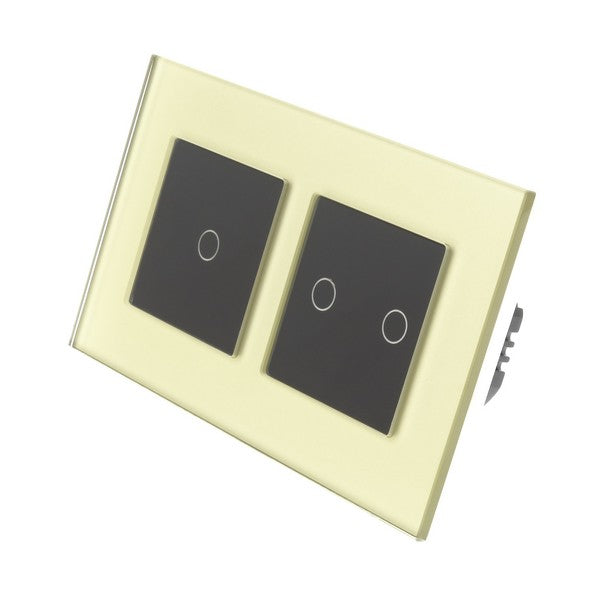 I LumoS Luxury Gold Glass Double Frame Touch Remote Dimmer & Remote On/off Combination LED Light Switches