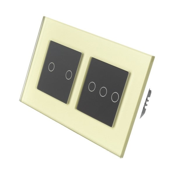 I LumoS Luxury Gold Glass Double Frame Touch Dimmer & On/off Combination LED Light Switches