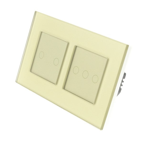 I LumoS Luxury Gold Glass Double Frame Touch Remote Dimmer & Remote On/off Combination LED Light Switches