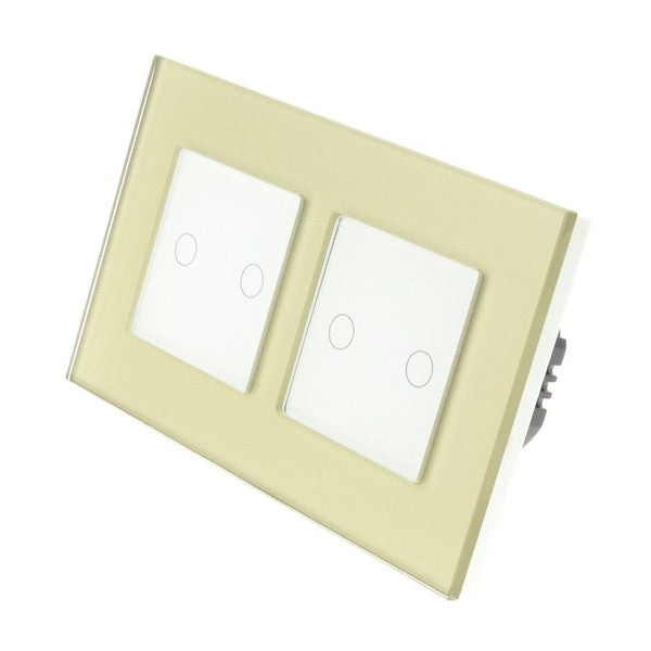 I LumoS Luxury Gold Glass Double Frame Touch Remote Dimmer & Remote On/off Combination LED Light Switches