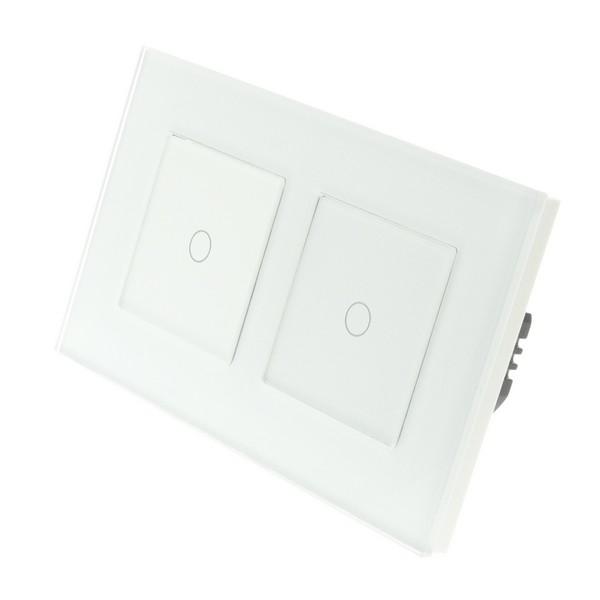 I LumoS Luxury White Glass Frame & White Insert LED Remote Dimmer Touch Light Switches
