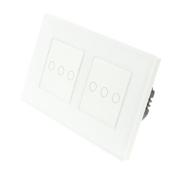 I LumoS Luxury White Glass Frame & White Insert LED Remote Dimmer Touch Light Switches