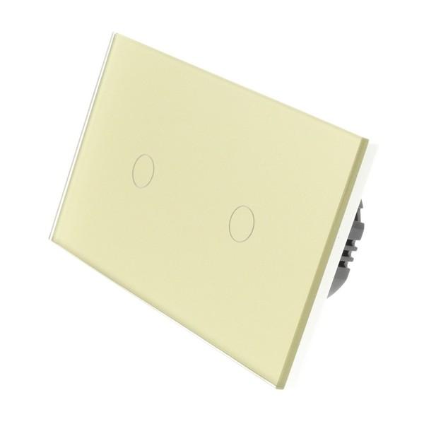 I LumoS Luxury Gold Glass Panel LED Remote Dimmer Touch Light Switches