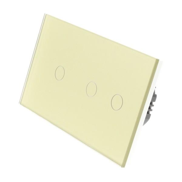 I LumoS Luxury Gold Glass Panel LED Remote Dimmer Touch Light Switches