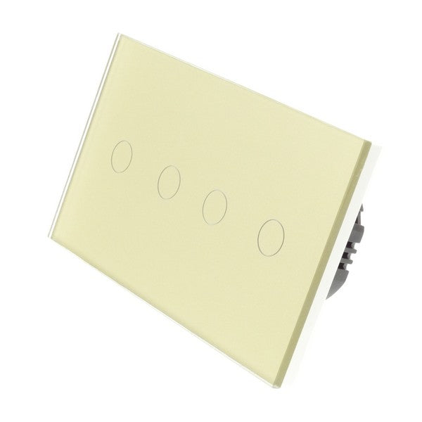 I LumoS Luxury Gold Glass Double Panel Touch Remote Dimmer & Remote On/off Combination LED Light Switches