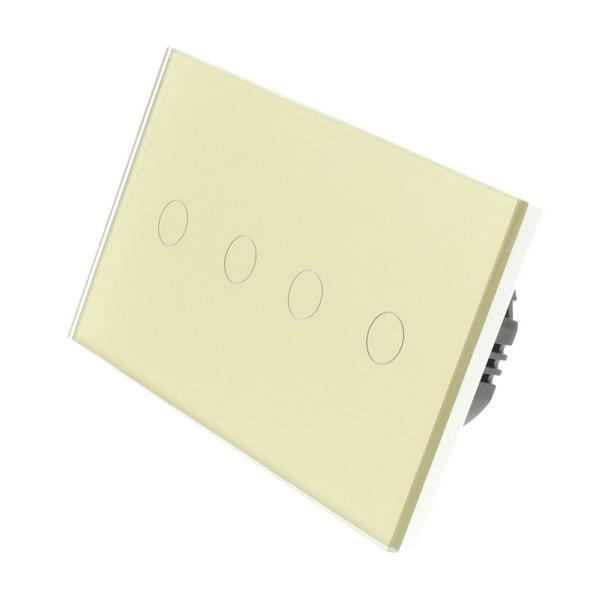 I LumoS Luxury Gold Glass Panel LED Remote Dimmer Touch Light Switches