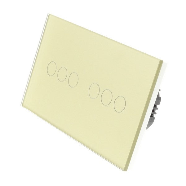 I LumoS Luxury Gold Glass Panel LED On/Off Touch Light Switches