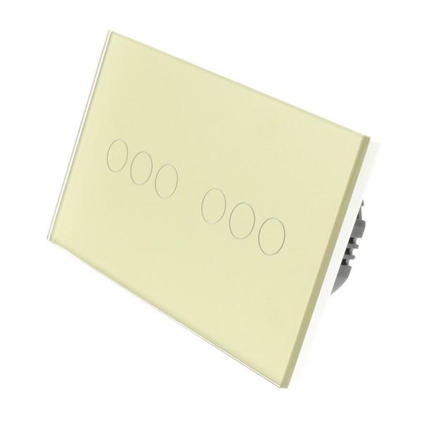 I LumoS Luxury Gold Glass Panel LED Remote Dimmer Touch Light Switches