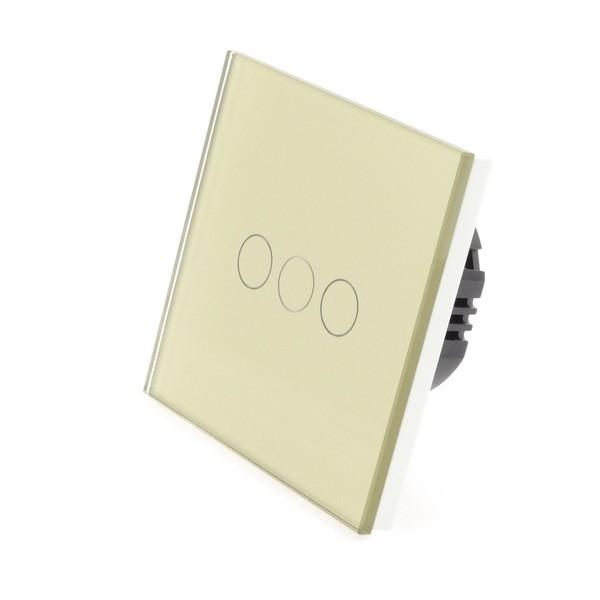 I LumoS Luxury Gold Glass Panel LED Remote Dimmer Touch Light Switches